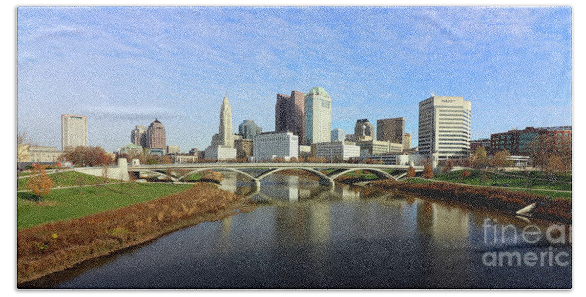 Downtown Columbus Beach Towel featuring the photograph Downtown Columbus Skyline 5035 by Jack Schultz