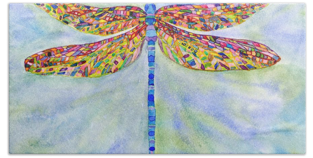Dragonfly Beach Towel featuring the painting Dragonfly by Anne Marie Brown