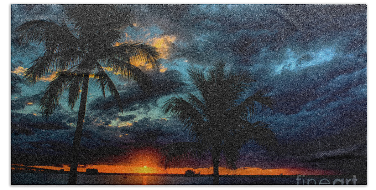Sunset Beach Towel featuring the photograph Drama in the Sky by Quinn Sedam