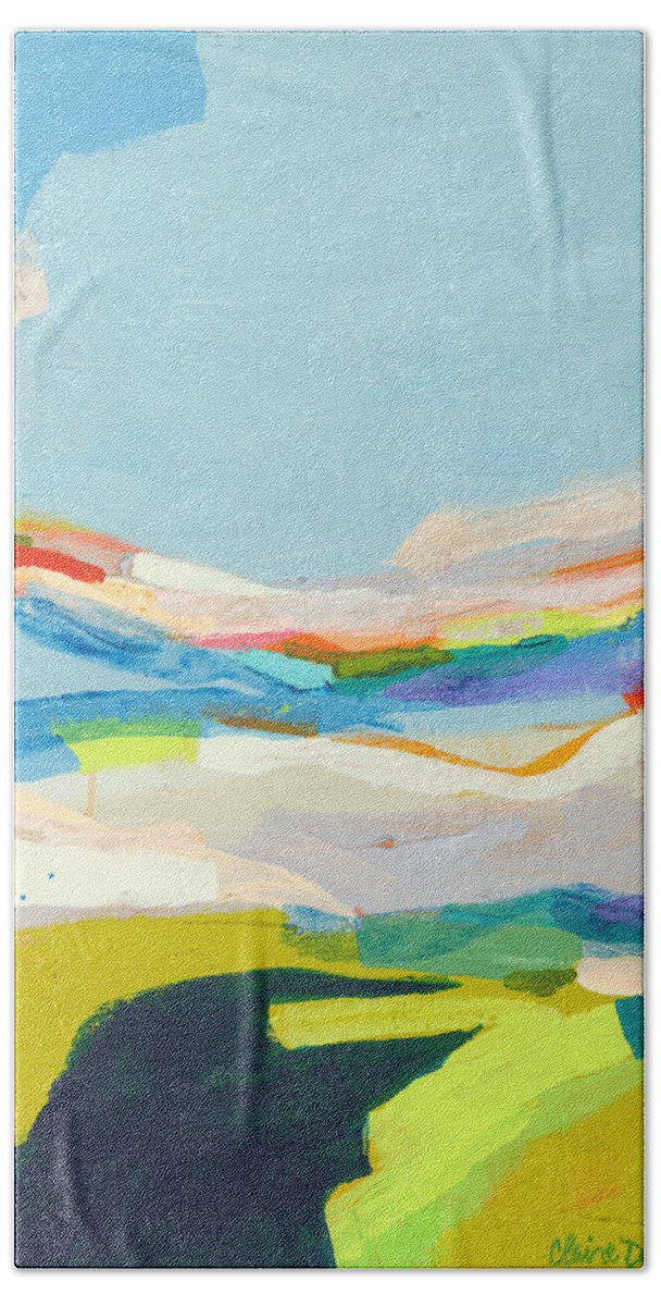 Abstract Beach Towel featuring the painting Dream of Green by Claire Desjardins