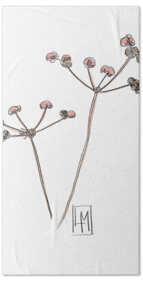 Plant Beach Towel featuring the drawing Dried Seed Heads by Luisa Millicent