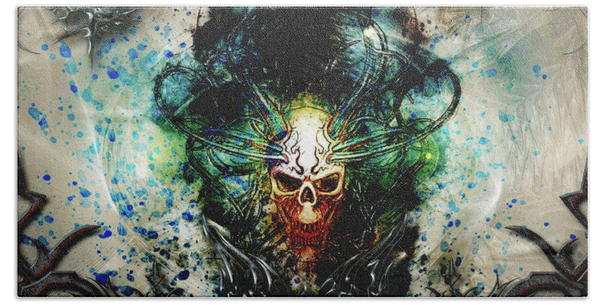 Skull Beach Towel featuring the digital art Driven To Chaos by Michael Damiani