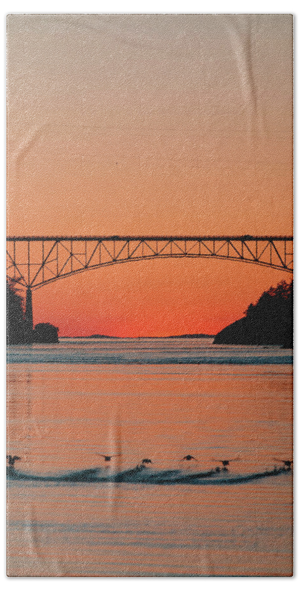 Deception Pass Beach Towel featuring the photograph Ducks Under the Bridge by Michael Rauwolf