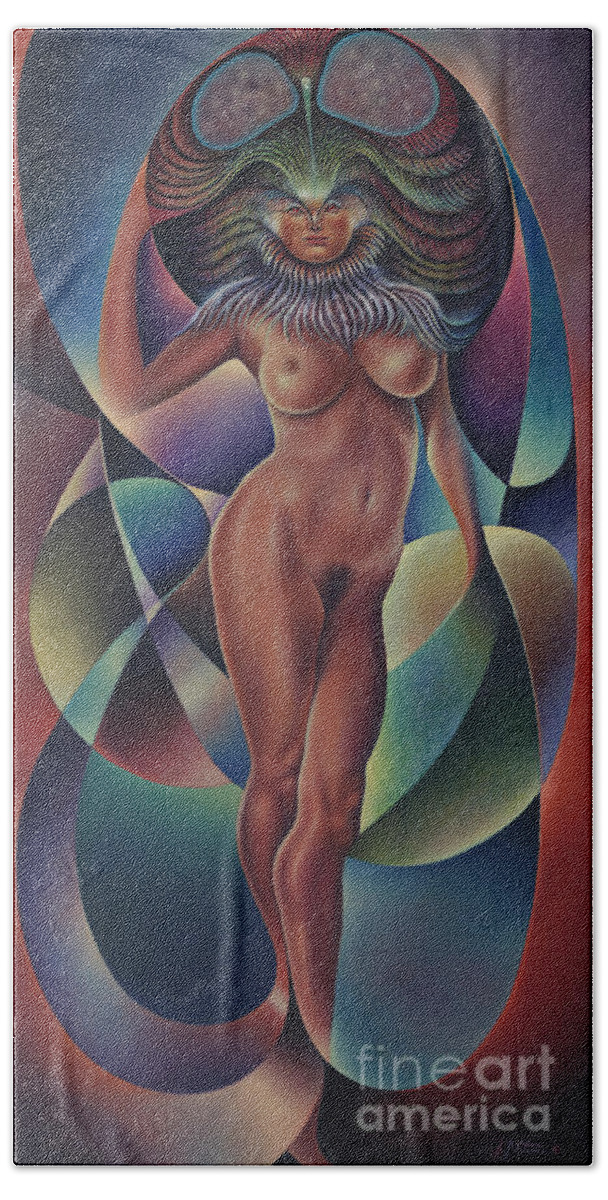 Queen Beach Towel featuring the painting Dynamic Queen VII by Ricardo Chavez-Mendez