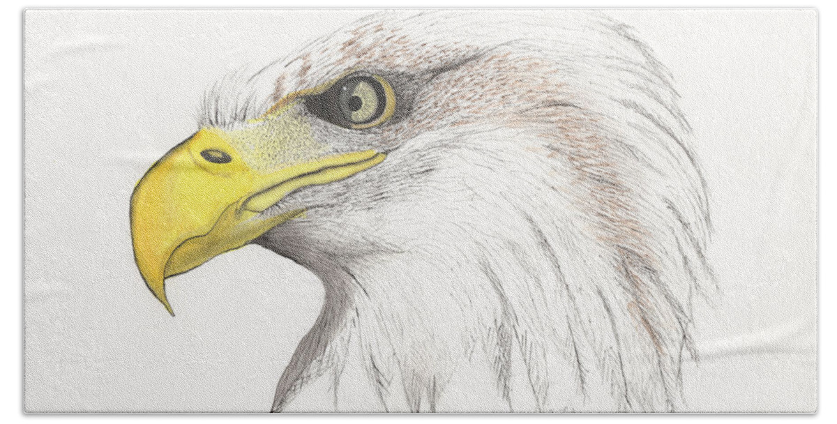 Eagle Watercolor Beach Towel featuring the painting Eagle #1 by Bob Labno