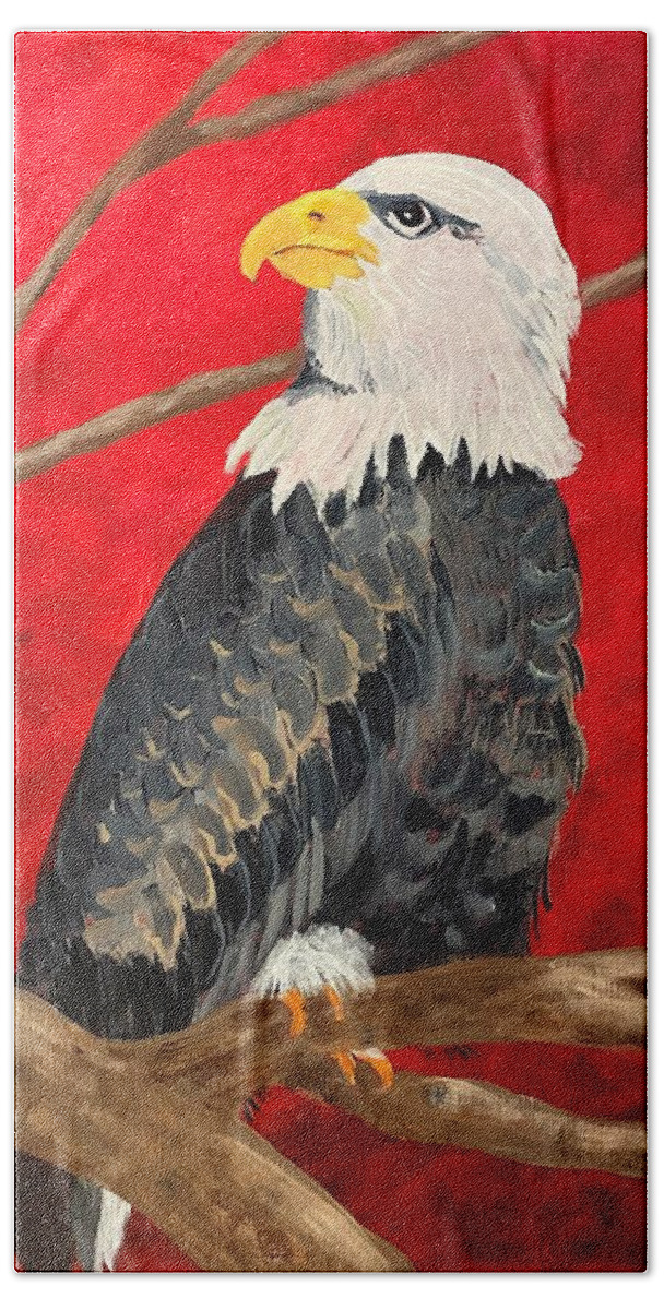 Eagle Beach Towel featuring the painting Eagle by Nancy Sisco