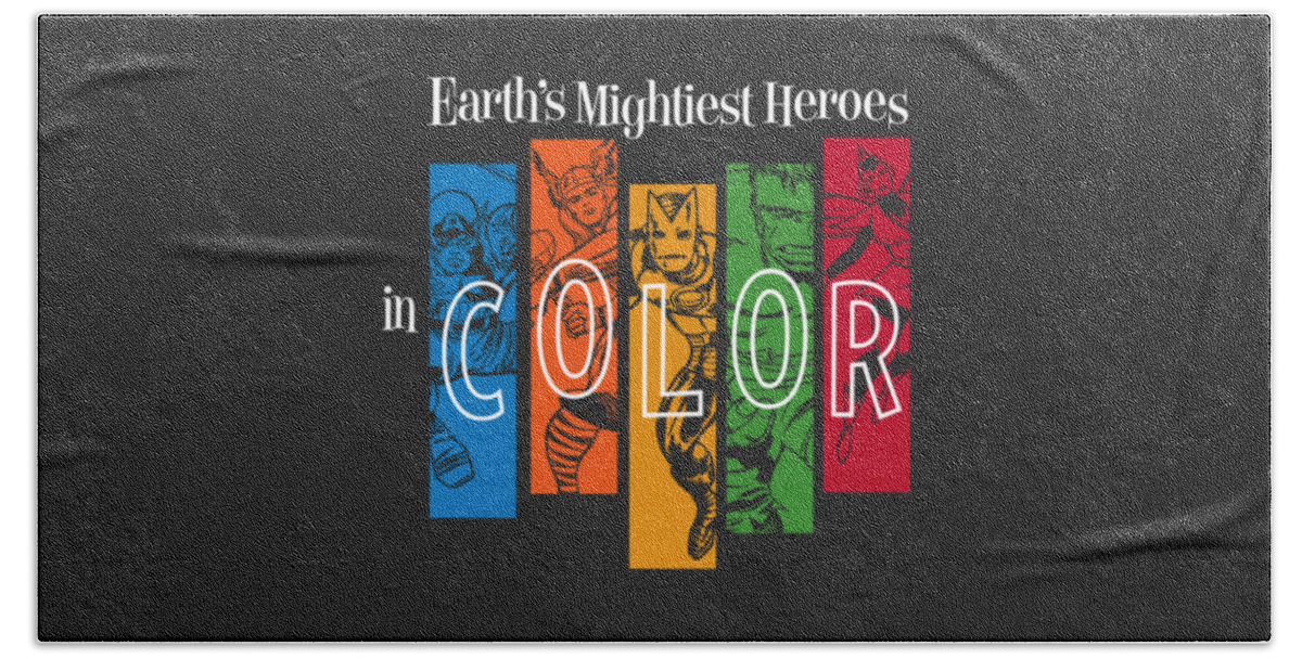 Avengers Beach Towel featuring the digital art Earth's Mightiest Heroes IN COLOR by Edward Draganski
