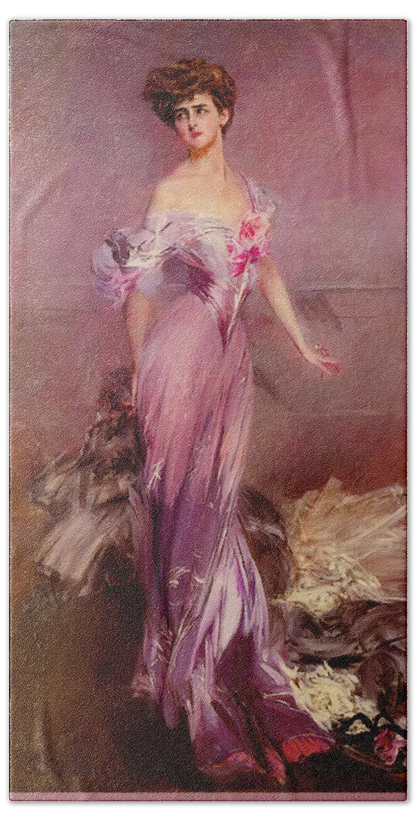 Lady Dressed In Purple Beach Towel featuring the photograph Edwardian Lady In Purple by Unknown Artist