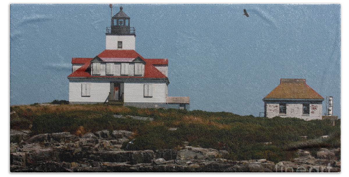 Maine Beach Towel featuring the photograph Egg Rock Lighthouse at Bar Harbor by Dora Sofia Caputo