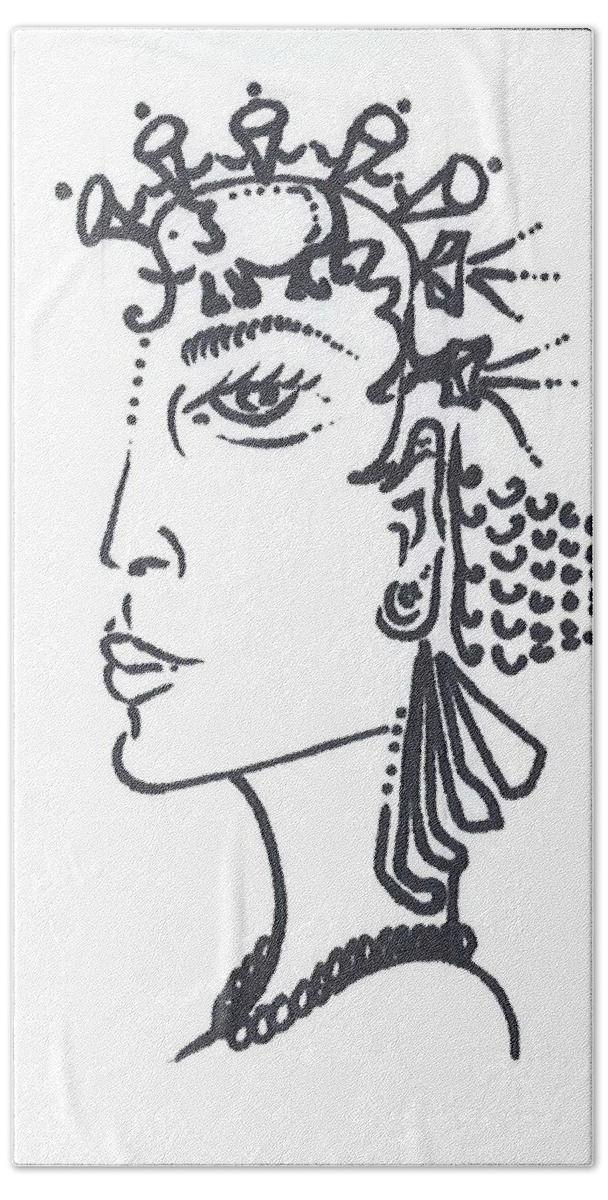 • Abstract  Beach Towel featuring the drawing Egypt 1 2018 by Gustavo Ramirez