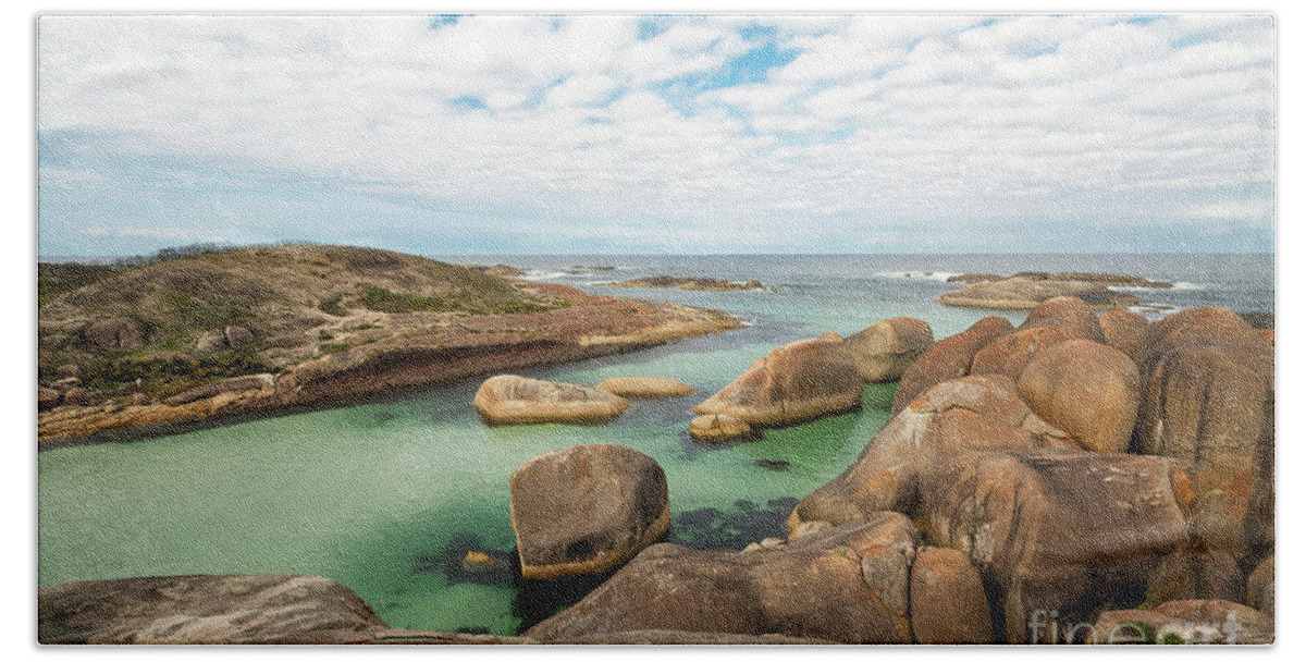 Landscape Beach Towel featuring the photograph Elephant Rocks, Denmark, Western Australia 3 by Elaine Teague