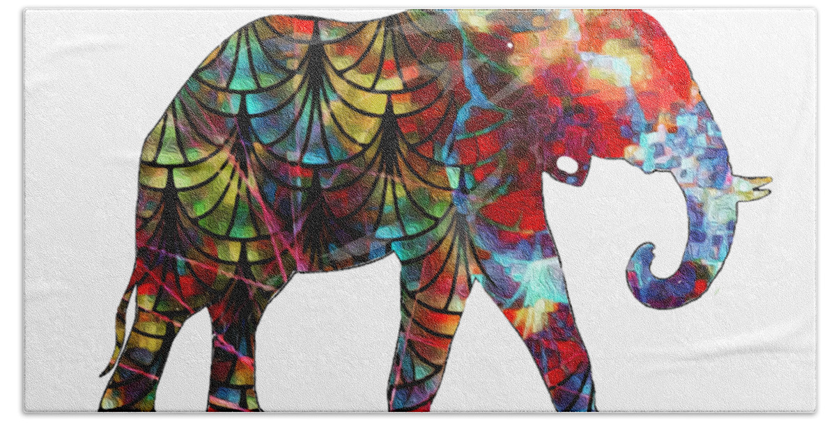 Elephant Beach Towel featuring the digital art Elephant Silhouette 2 by Eileen Backman