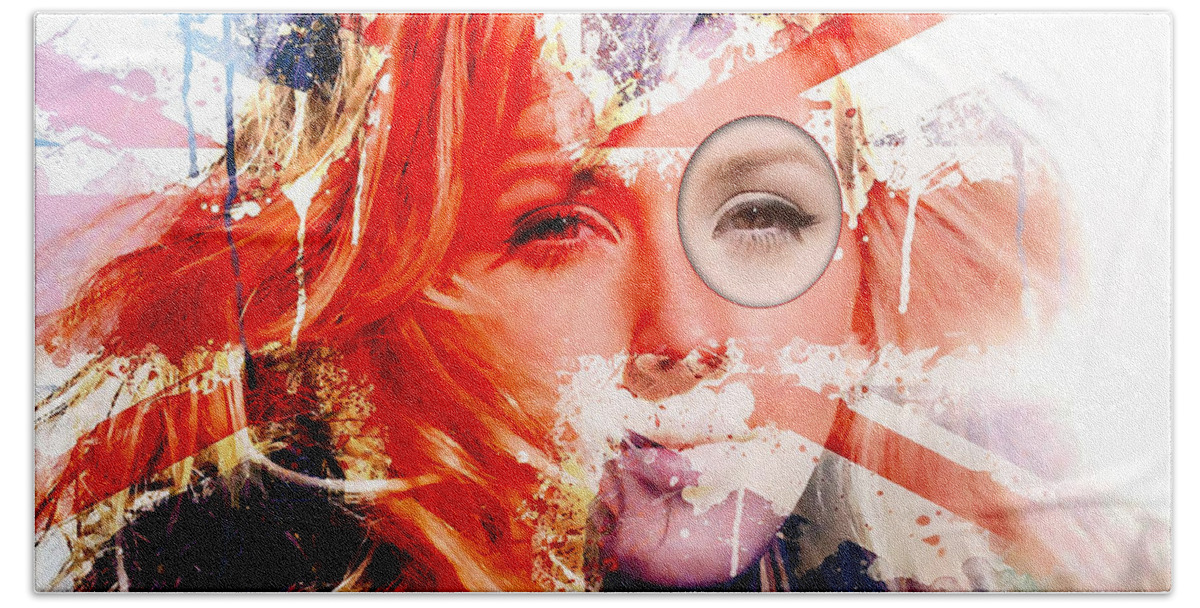 Ellie Goulding Photographs Beach Towel featuring the mixed media Ellie Goulding by Marvin Blaine