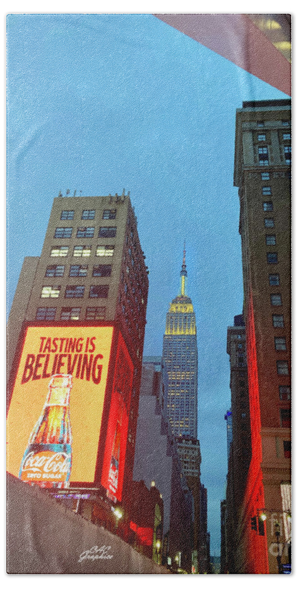New York City Beach Towel featuring the photograph Empire State and Coca Cola by CAC Graphics