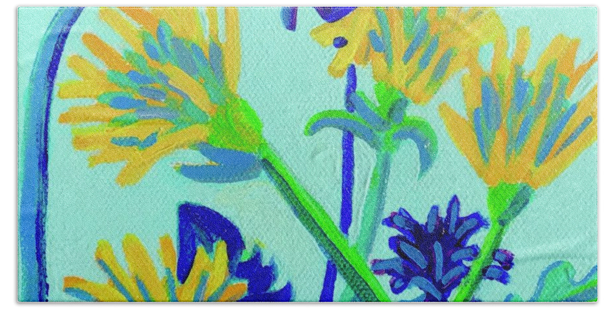 Flowers Beach Towel featuring the painting Enchanted with Dandelions by Debra Bretton Robinson