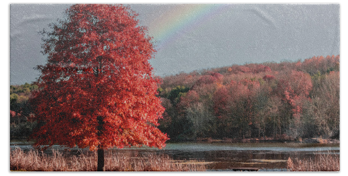 Rainbow Beach Towel featuring the photograph End of the Rainbow by Rick Nelson