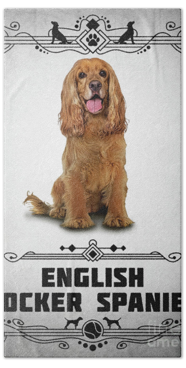 Dog Dogs Beach Towel featuring the digital art English Cocker Spaniel by Bo Kev