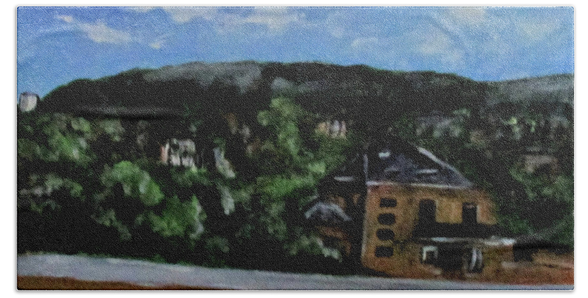 Panorama Beach Towel featuring the painting Erika's Vista by Clyde J Kell