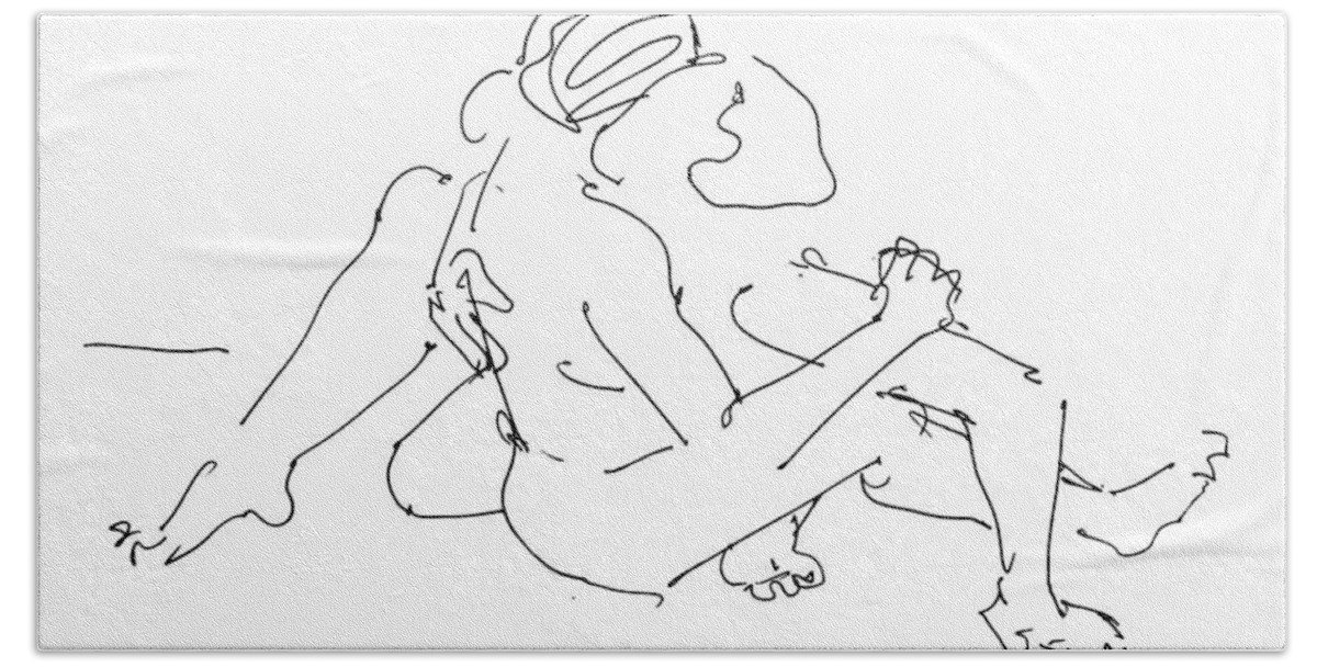 Erotic Renderings Beach Towel featuring the drawing Erotic Art Drawings 11 by Gordon Punt