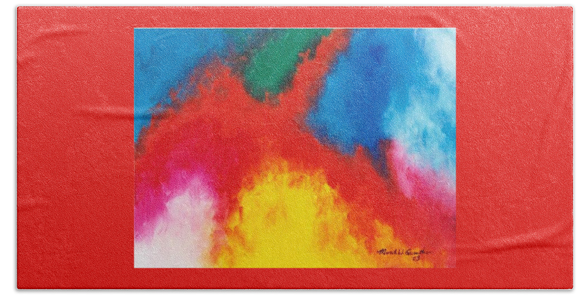 Fire Beach Towel featuring the painting Eruption by Micah Guenther
