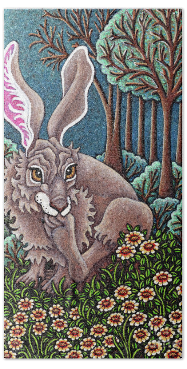 Hare Beach Towel featuring the painting Evening Ablution by Amy E Fraser