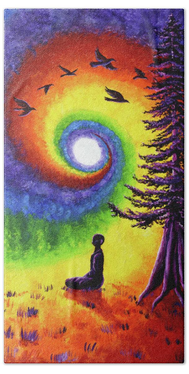  Beach Sheet featuring the painting Evening Chakra Meditation by Laura Iverson