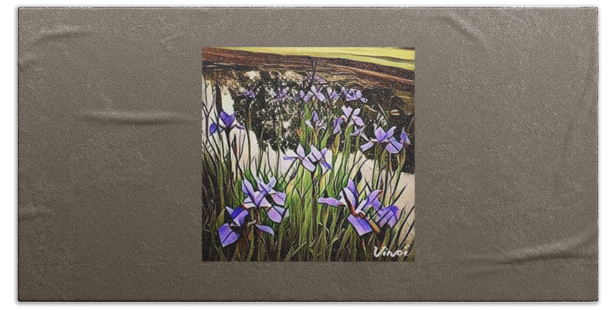 Abstract Beach Towel featuring the photograph Evening Irises by Mark Egerton