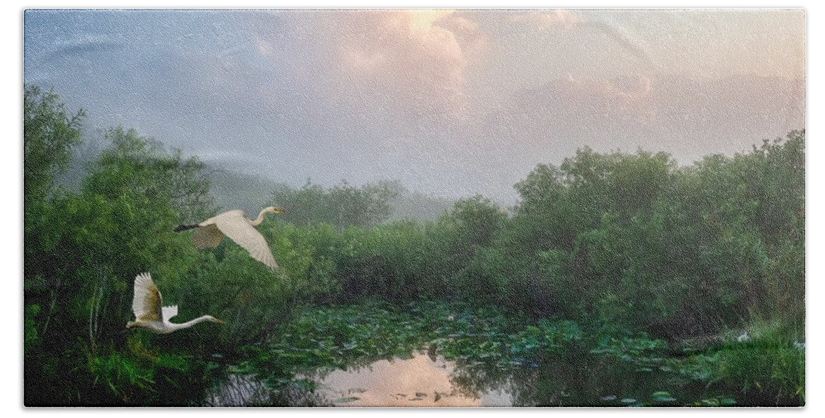 Florida Beach Towel featuring the photograph Everglades Morning by Louise Lindsay
