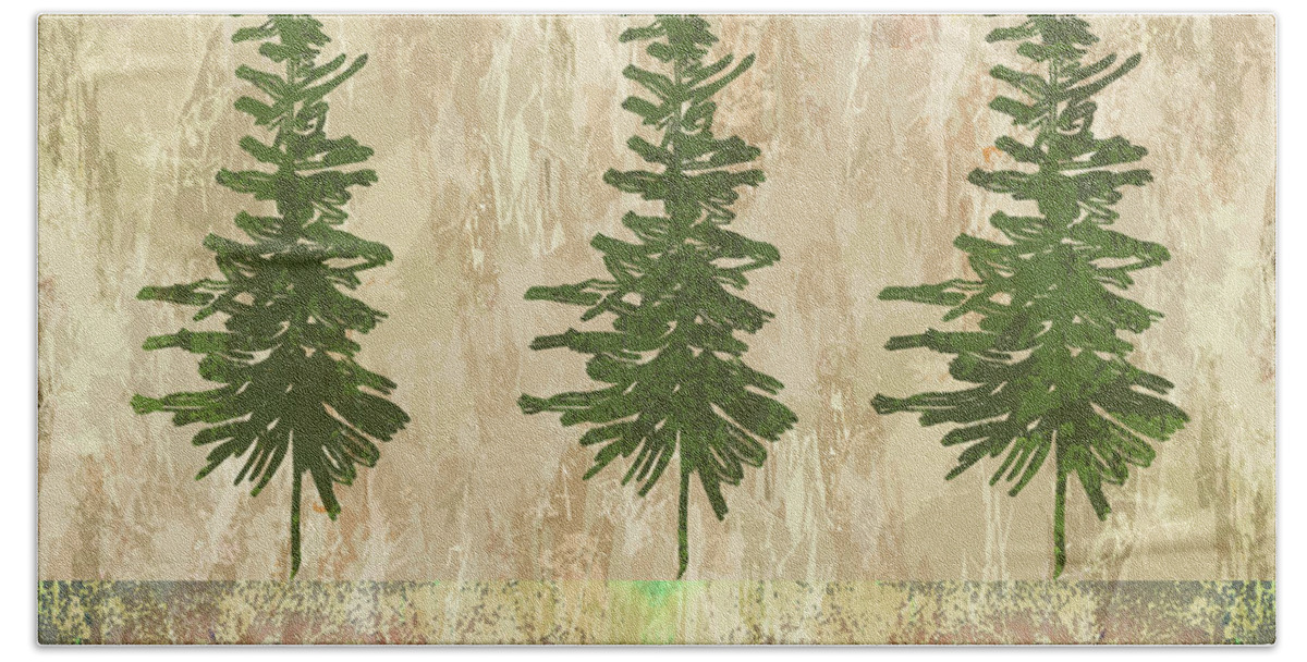 Evergreen Forest Beach Towel featuring the digital art Evergreen Forest Abstract by Nancy Merkle