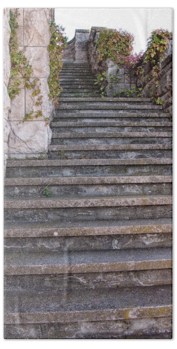 Steps Beach Towel featuring the photograph Exterior Mansion Steps by Buck Buchanan