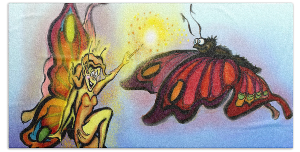 Faerie Beach Towel featuring the painting Faerie n Butterfly by Kevin Middleton
