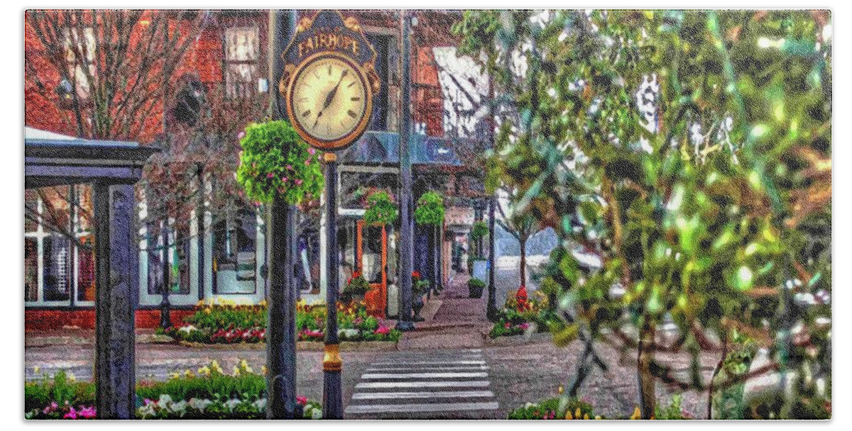 Fairhope Beach Sheet featuring the photograph Fairhope Ave with Clock down Section Street by Michael Thomas
