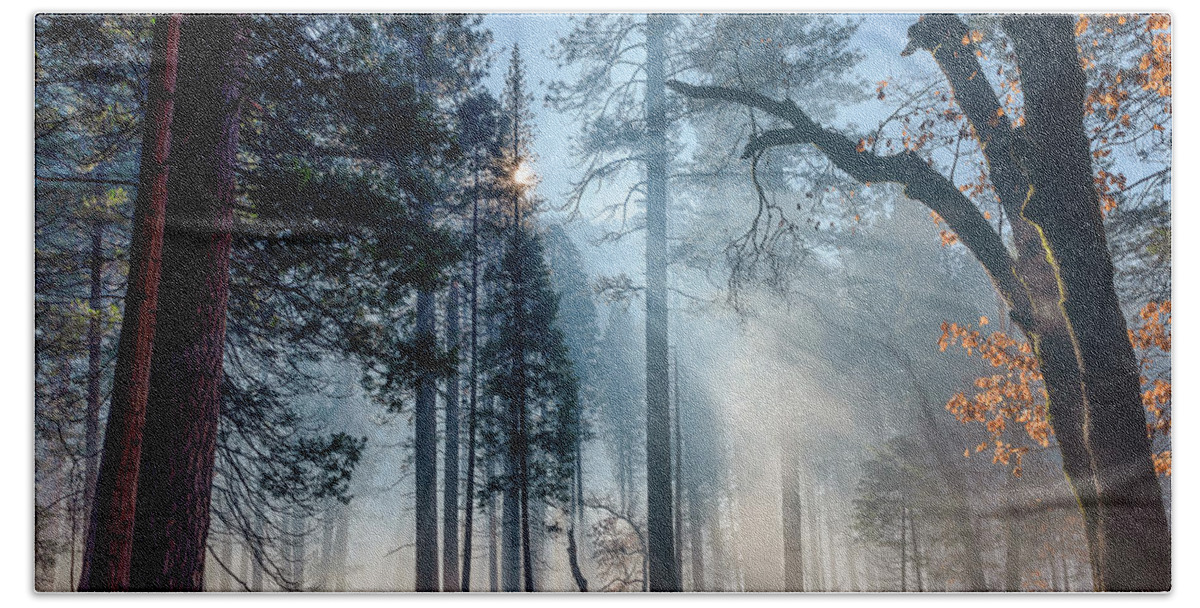 Usa Beach Towel featuring the photograph Fall Atmospherics in Yosemite Valley by Doug Holck