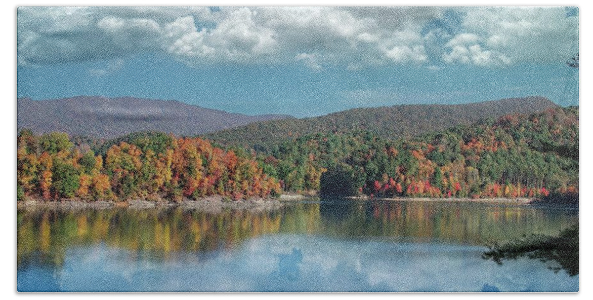 Landscape Beach Sheet featuring the photograph Fall Reflections 2 by Tom Culver