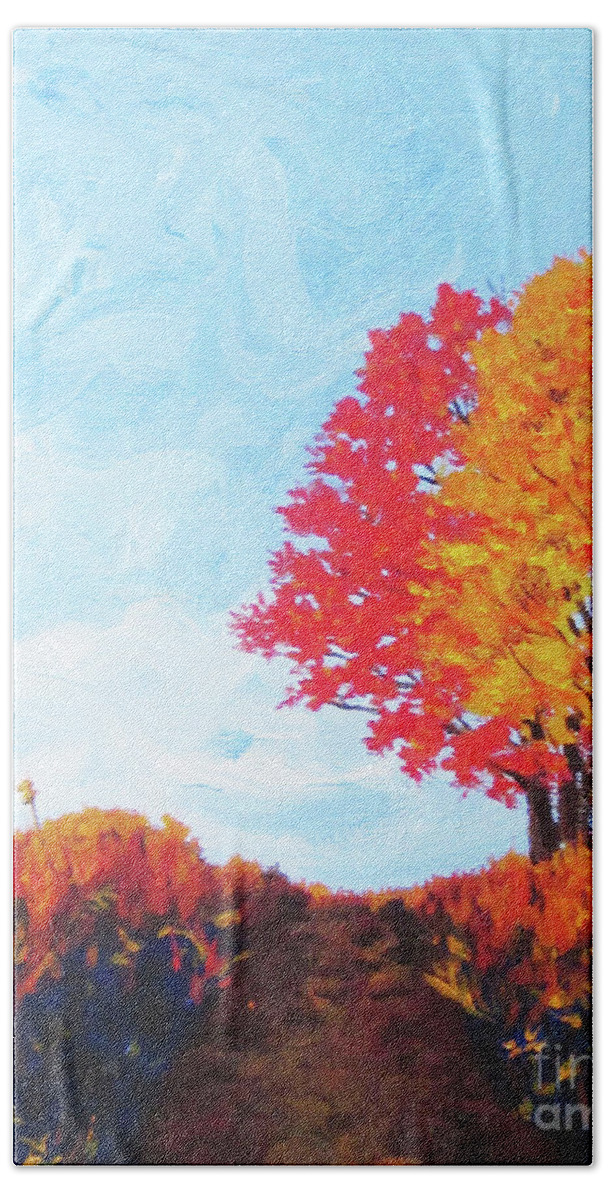 Fall Beach Towel featuring the painting Fall Trees by Anne Marie Brown