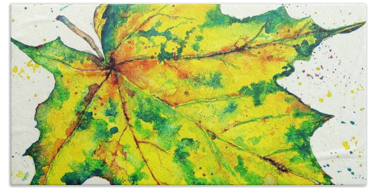 Fall Foliage Beach Towel featuring the painting Falling for Sue by Lisa Debaets