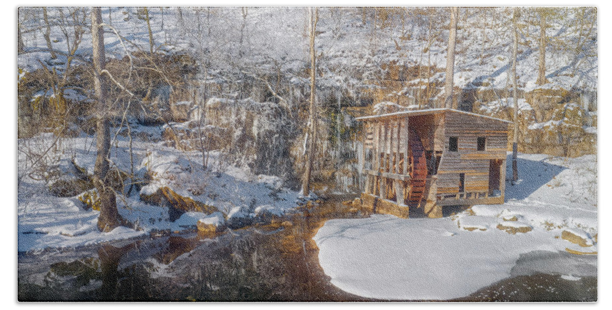 Winter Beach Towel featuring the photograph Falling Spring Mill by Robert Charity