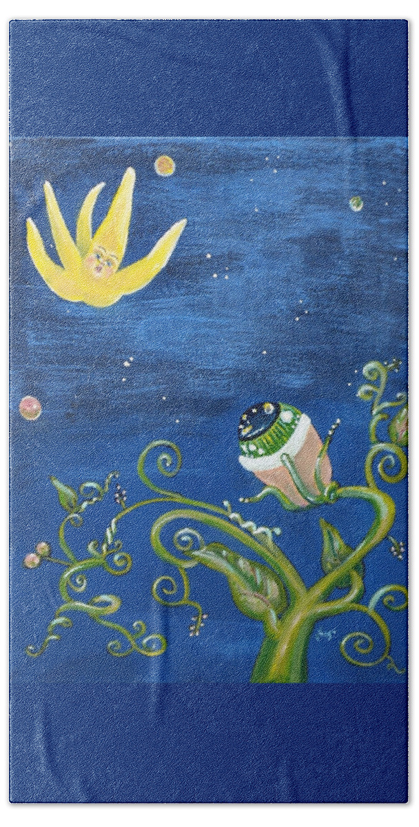 Surreal Beach Towel featuring the painting Falling Star and Venus Eyesnap by Vicki Noble