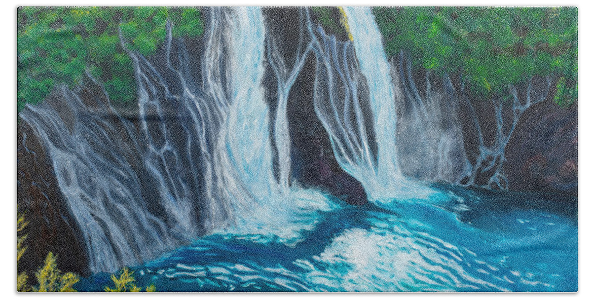 Water Fall Beach Towel featuring the painting Falling Water by Santana Star