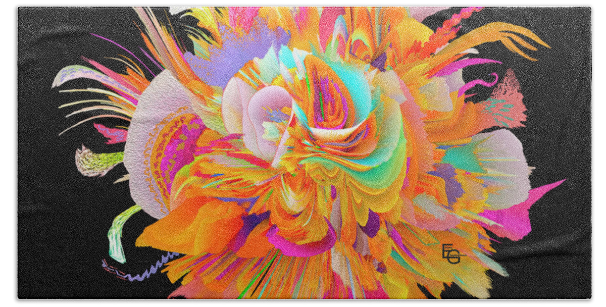 Flower Beach Towel featuring the mixed media Fantasy flower in rainbow colors 03.03.2023 by Elena Gantchikova