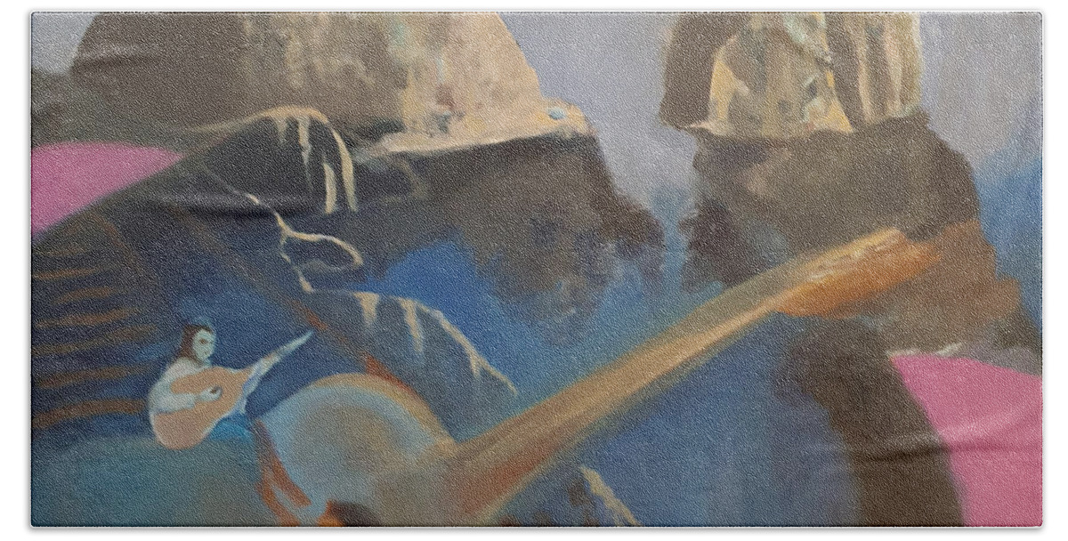 Guitars Beach Towel featuring the painting Faraglioni Serenade by Enrico Garff