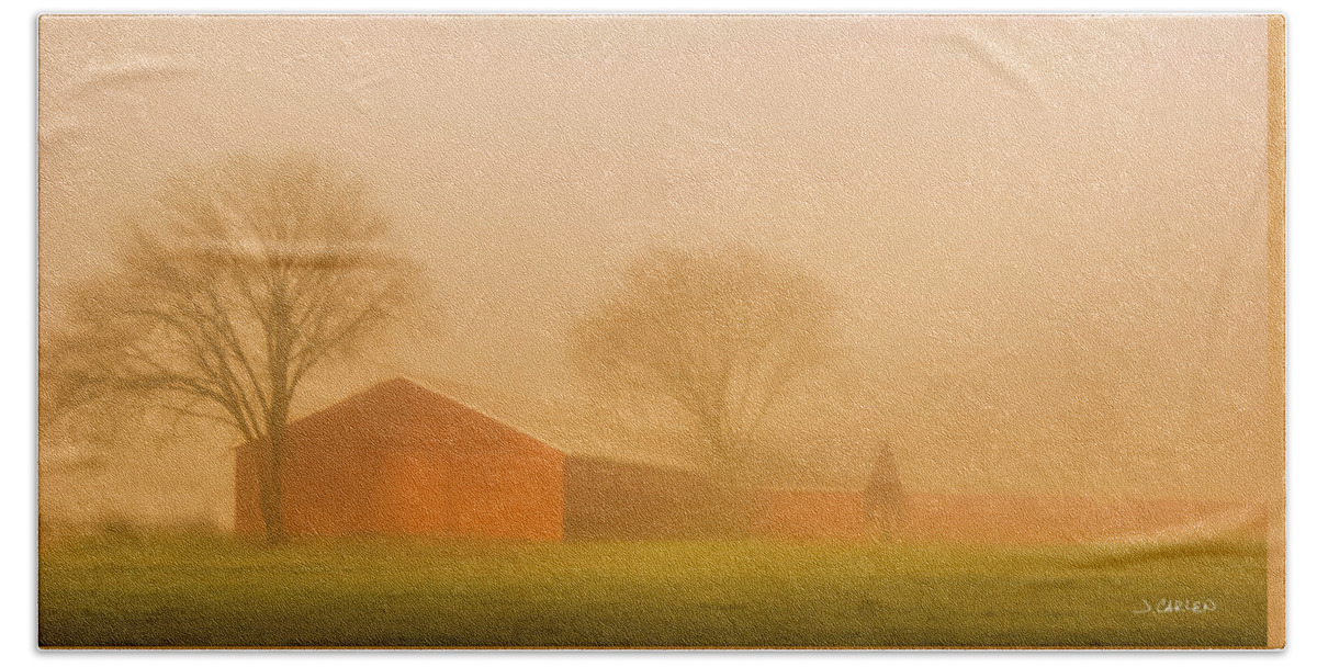 Landscape Beach Towel featuring the photograph Farm Fog by Jim Carlen