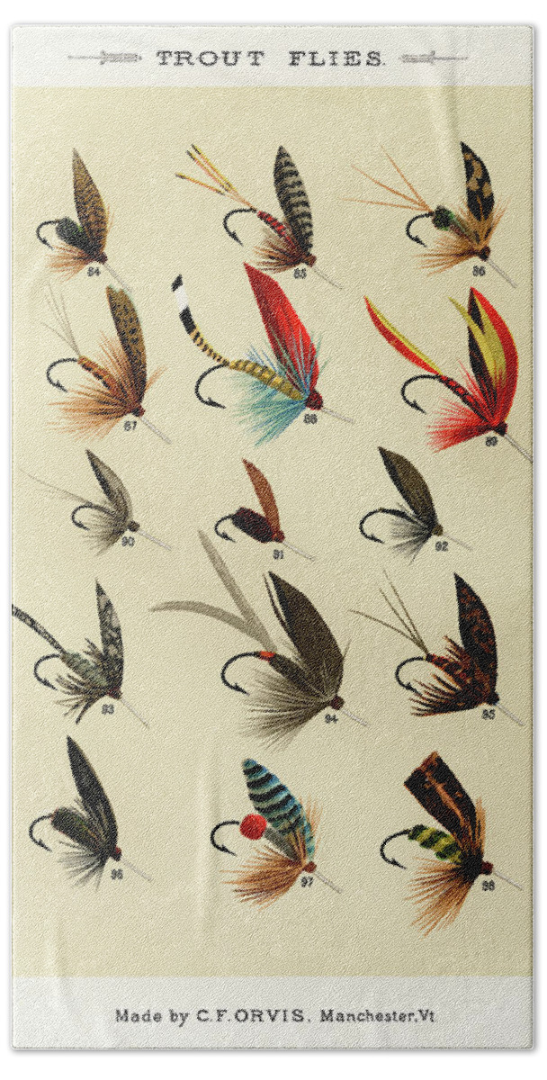 Favorite Flies and Their Histories, Trout Flies, Plate No.1 Beach Towel by  Mary Orvis Marbury - Pixels