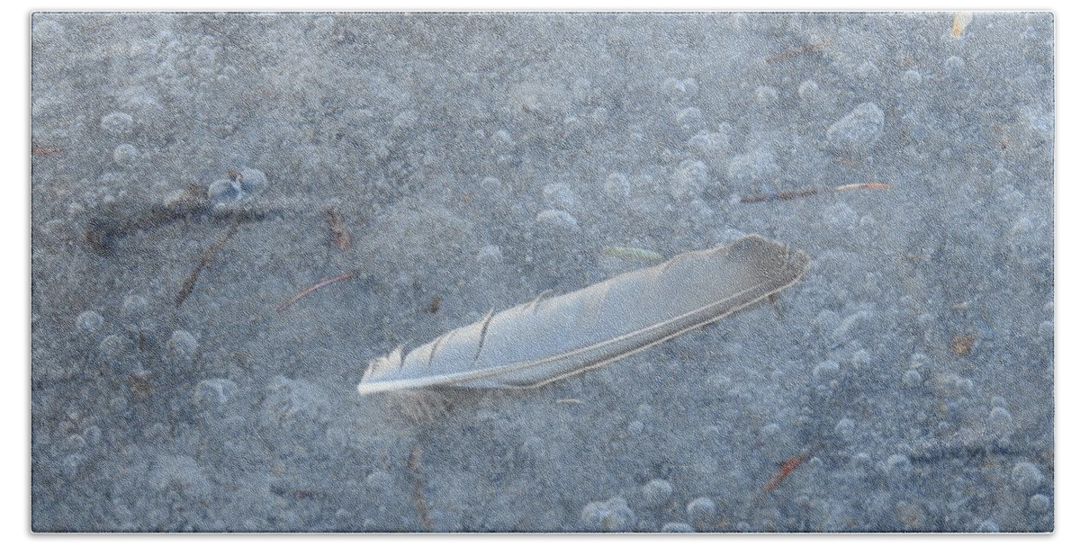 Feather Beach Towel featuring the photograph Feather on Ice by Nicola Finch