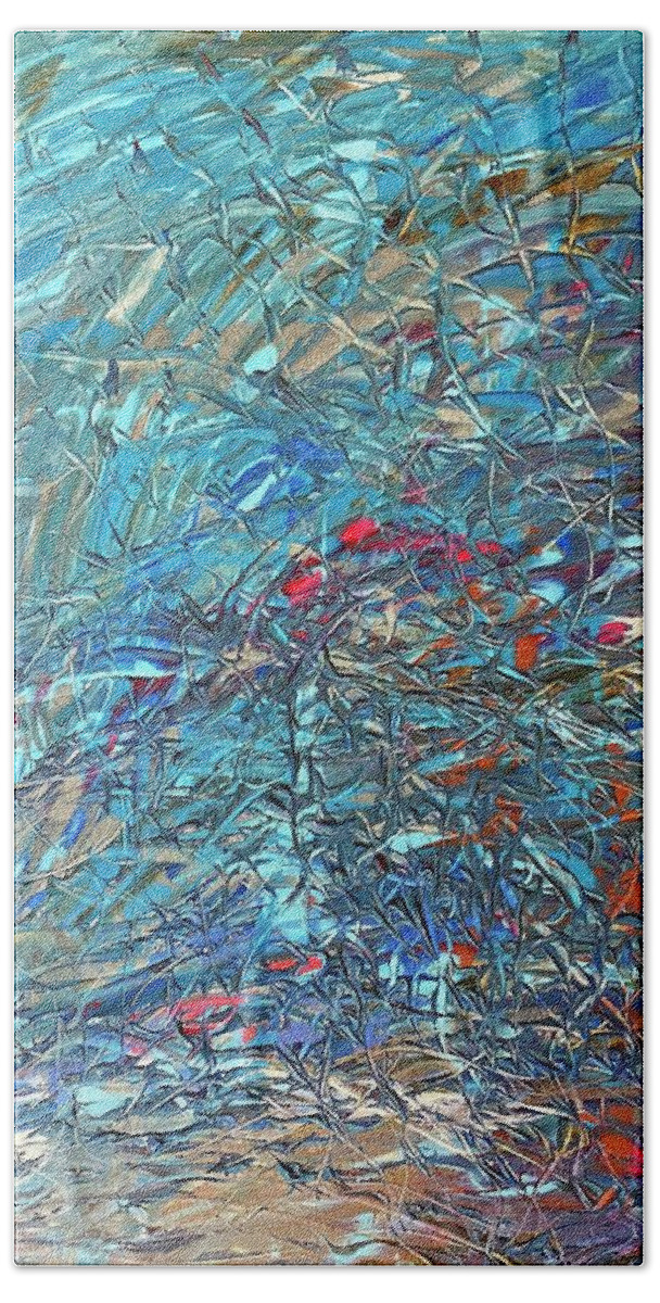 Abstract Beach Towel featuring the painting Feeling The Losses Flow Codes by Anjel B Hartwell