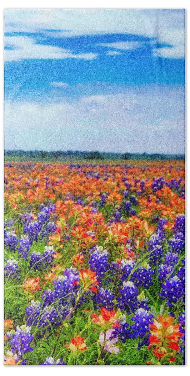 Texas Bluebonnets Beach Towel featuring the photograph Field of Dreams - Portrait by Lisa Soots