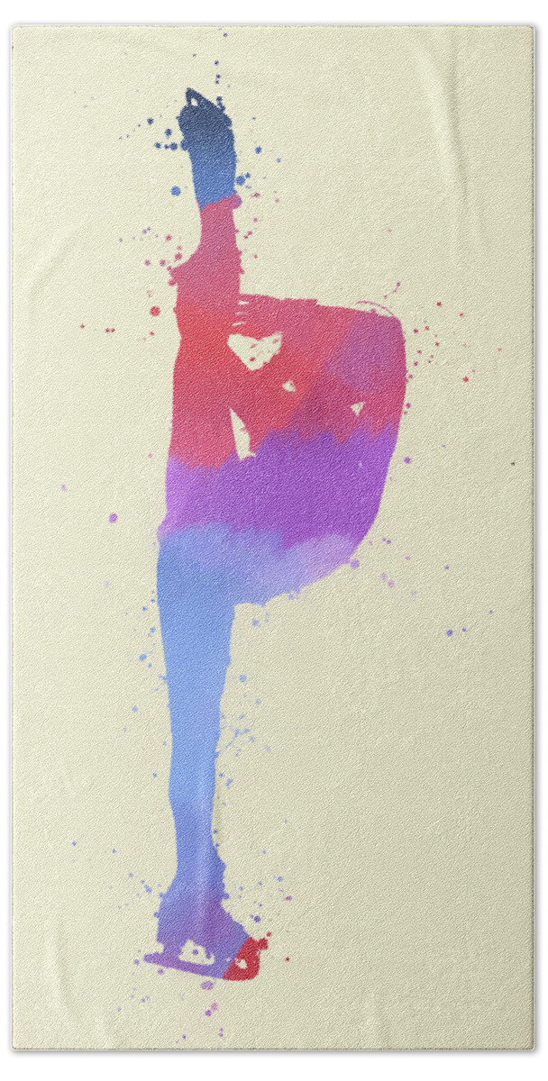Woman Ice Skating Beach Towel featuring the painting Figure Skating Woman by Dan Sproul