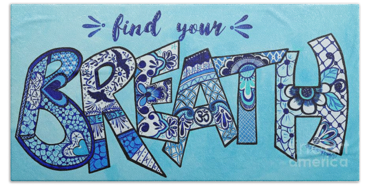 Find Your Breath Beach Sheet featuring the painting Find Your Breath by Patti Schermerhorn