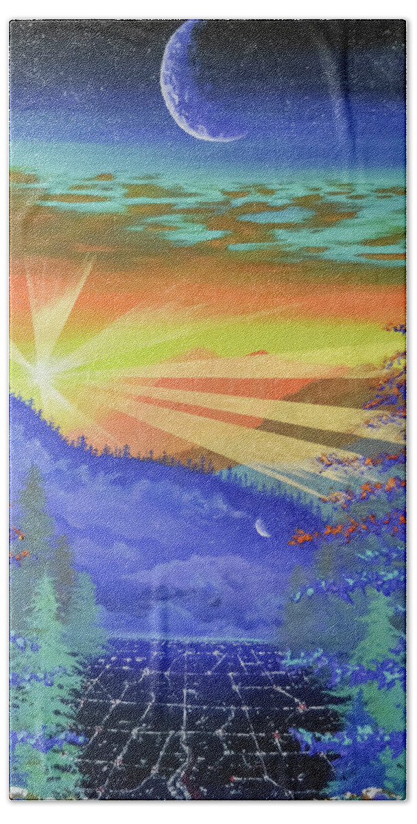 Sunrise Beach Towel featuring the painting Find Your Horizon by Ashley Wright