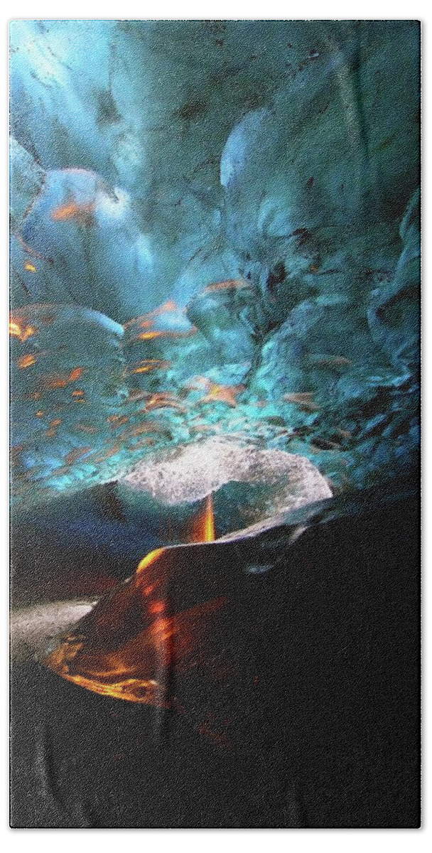 Iceland Beach Towel featuring the photograph Fire in ice #1 by Christopher Mathews
